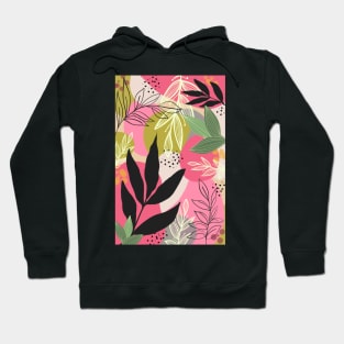 Pink Modern Abstract leaves Hoodie